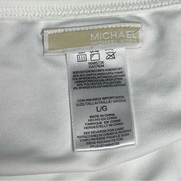 Michael Kors White Bandeau Bikini Bathing Suit Size Large - Picture 7 of 14